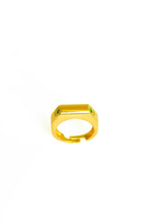 Green Stone Snake Head Sterling Silver Ring